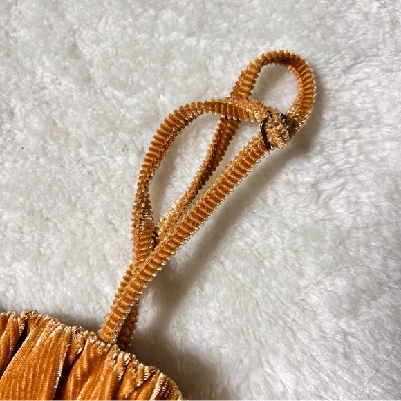 Urban Outfitters Eden Velvet Golden Brown Ruched Cami Crop Tank Top - Picture 4 of 10